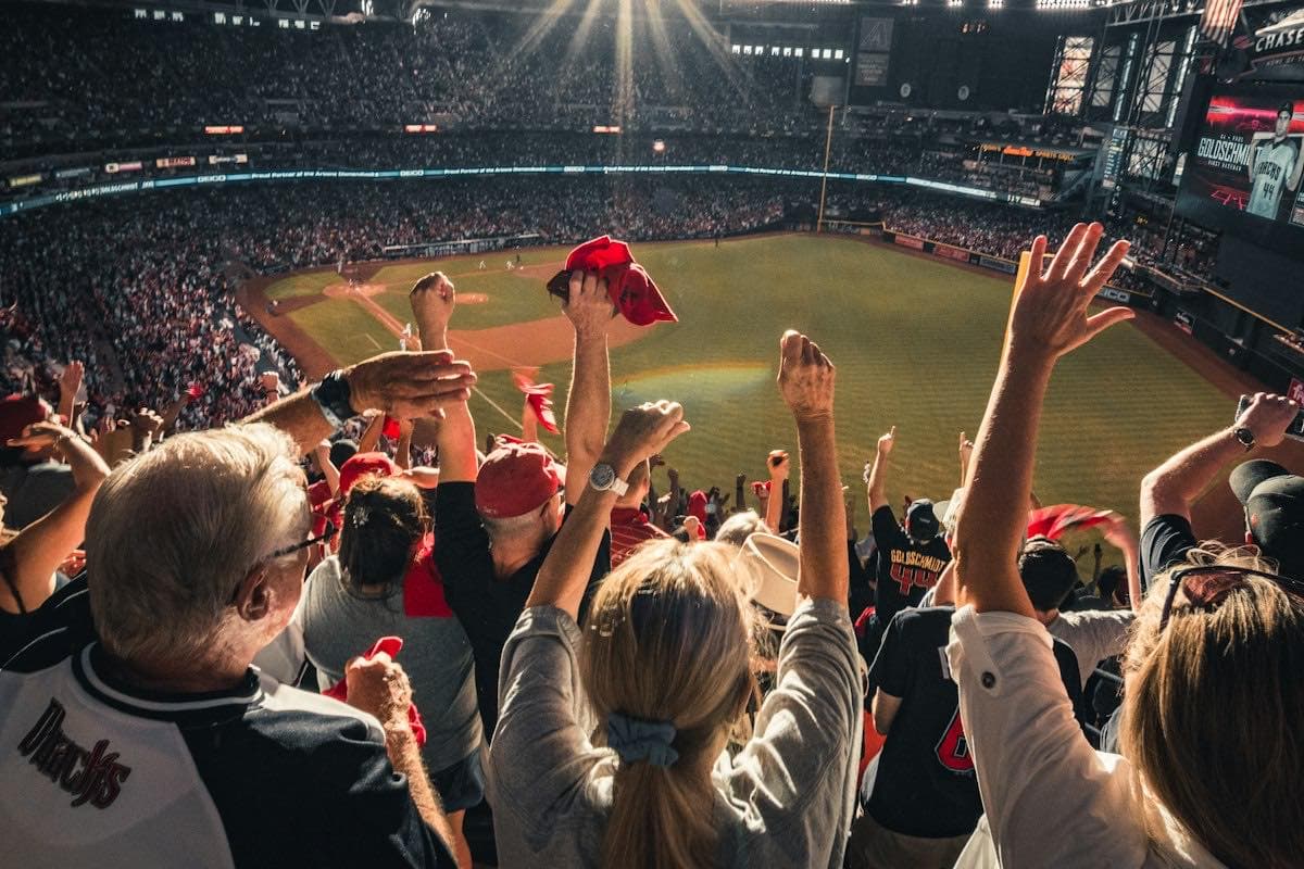 Fans watching a baseball game from the stands