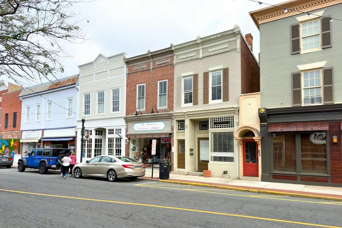 A row of storefronts on a city street