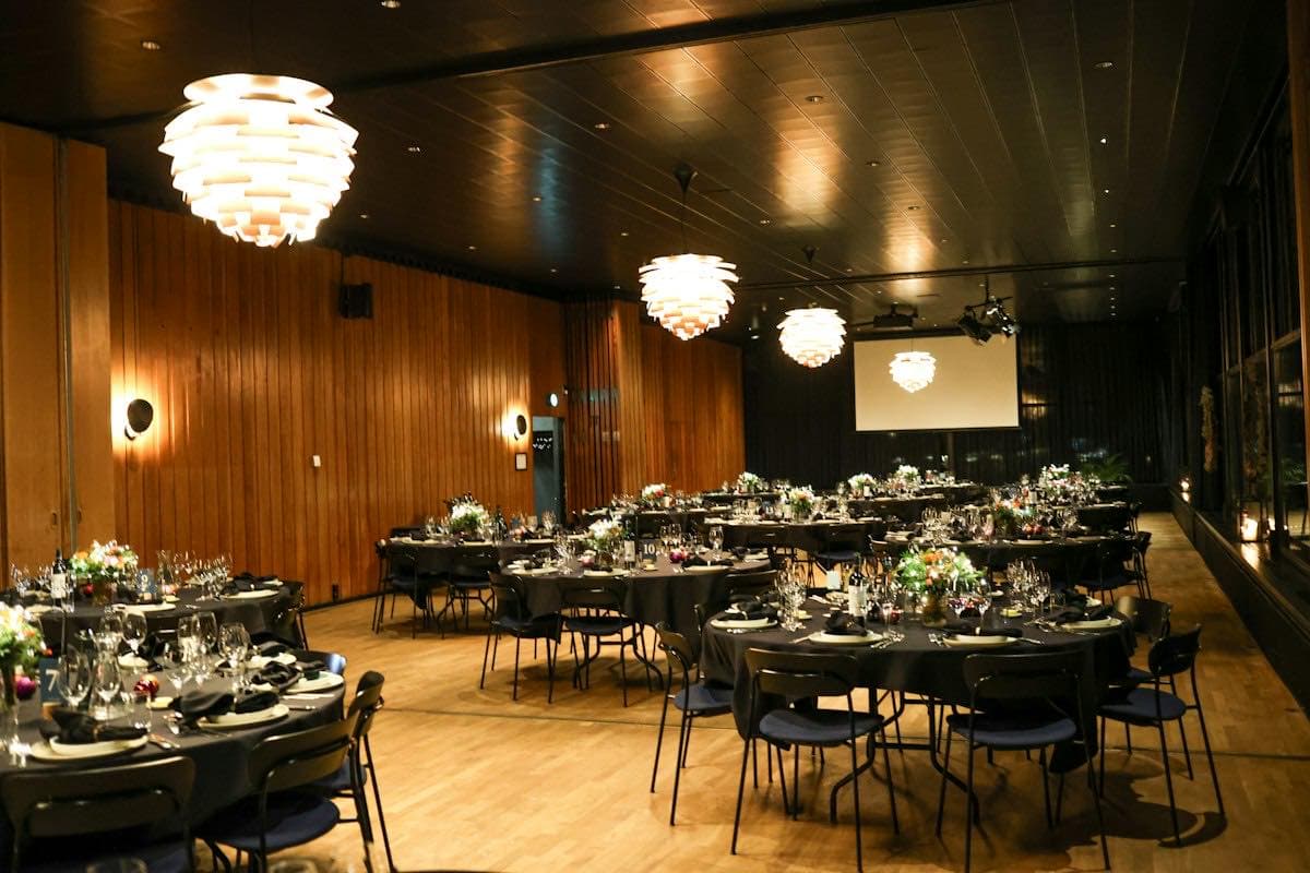 An event space set with round tables