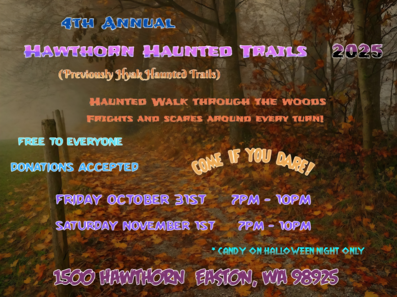 Hawthorn Haunted Trails on Snoqualmie Pass Trick-Or-Treat-Map 2025