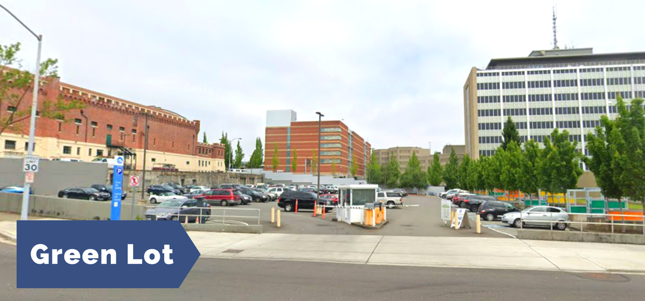 Green Lot on Pierce County Downtown Campus Parking Map