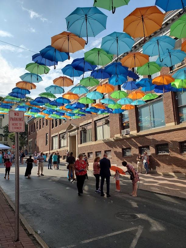 Umbrella Sky Project on Downtown Bangor Public Art