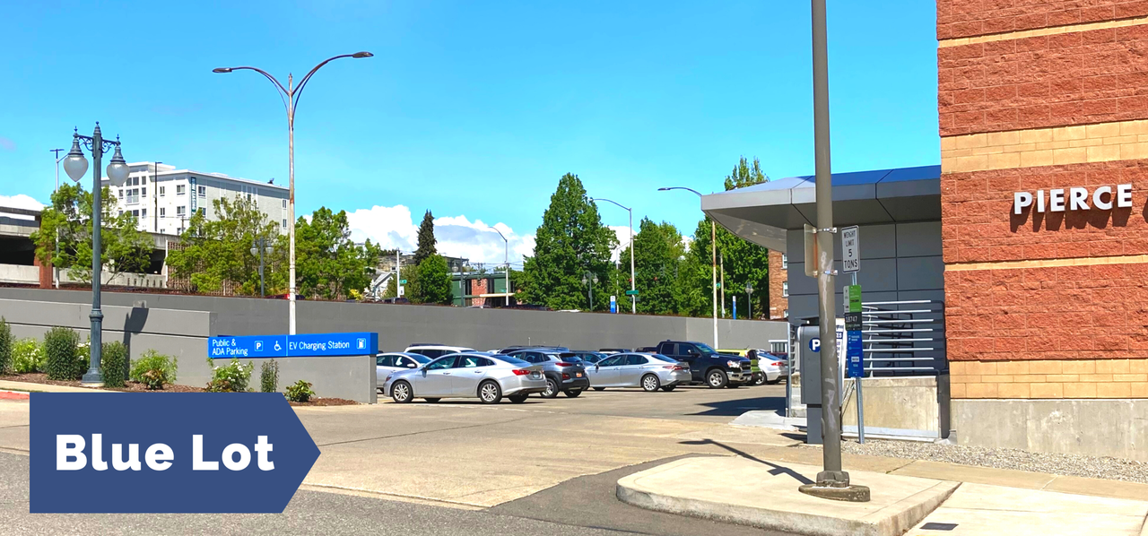 Blue Lot on Pierce County Downtown Campus Parking Map