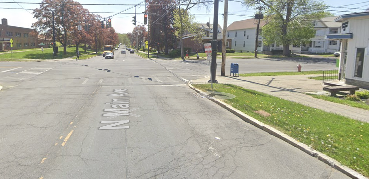 Missing No Turn on Red Sign opposite High School on Capital Region Vision Zero