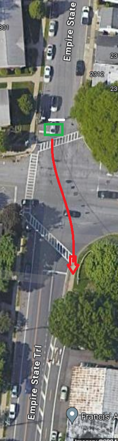 Southbound Empire State Trail Intersection Crossing on Capital Region Vision Zero