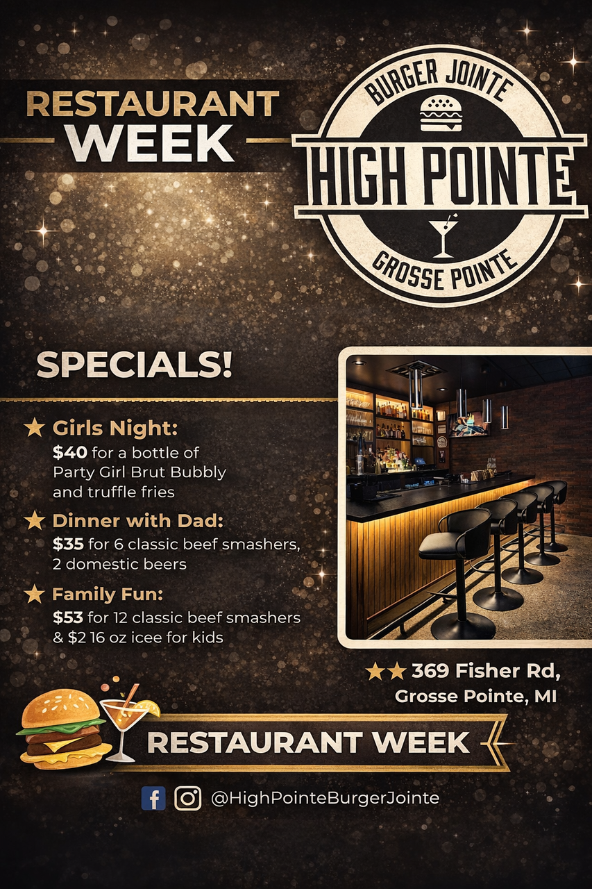 High Pointe Burger Jointe on 2026 Grosse Pointe Restaurant Week