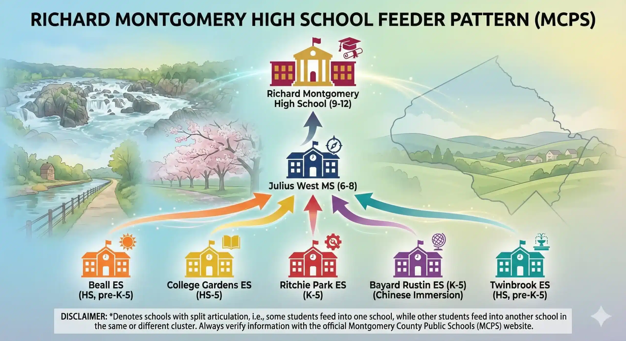 Richard Montgomery HS Cluster on Schools | DC Metro School Boundaries Map