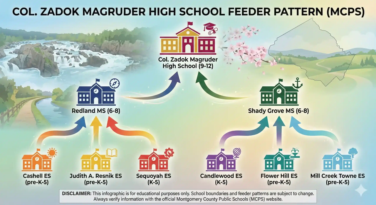Magruder HS Cluster on Schools | DC Metro School Boundaries Map