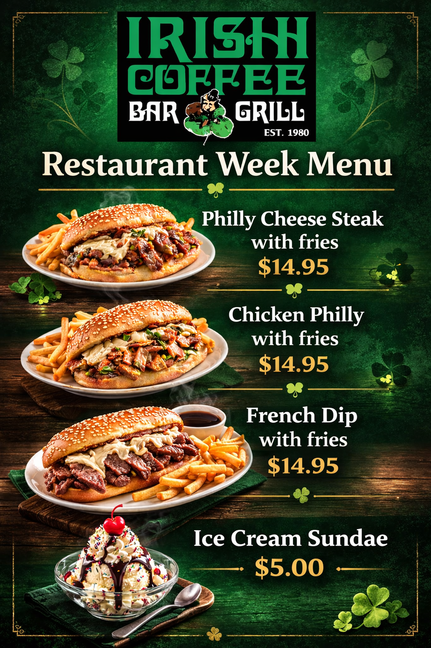 Irish Coffee Bar and Grill on 2026 Grosse Pointe Restaurant Week