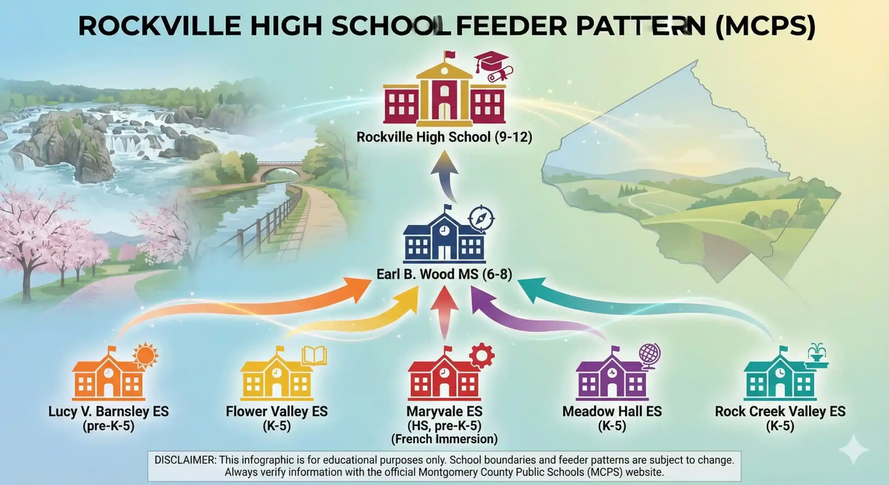 Rockville HS Cluster on Schools | DC Metro School Boundaries Map
