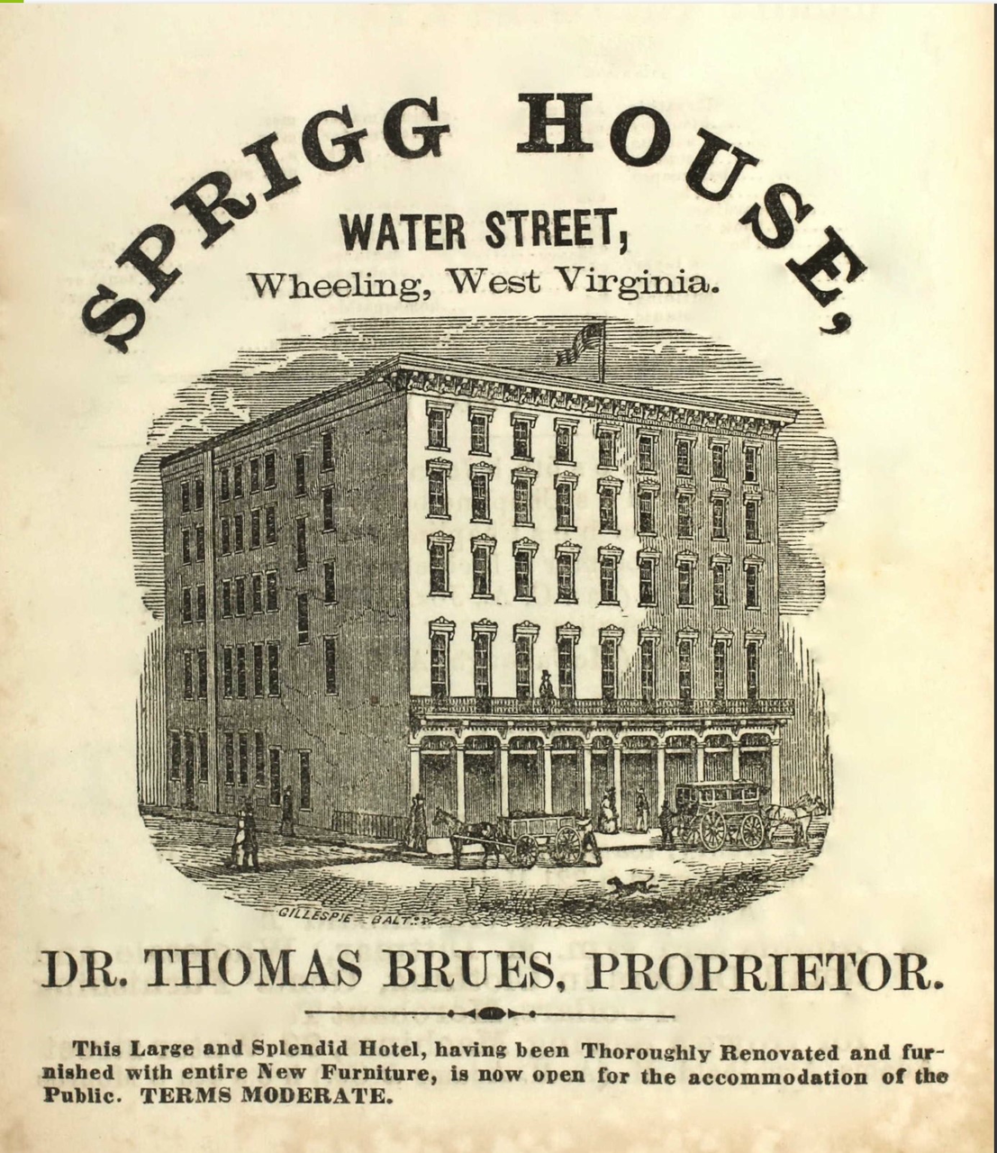U.S. Army Post Hospital, Sprigg House Hotel, Wheeling on Union Civil War Hospitals of West Virginia