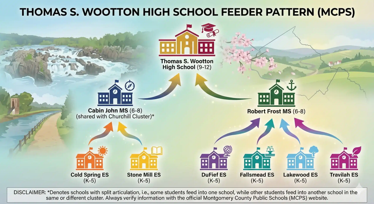 Wootton High School Cluster on Schools | DC Metro School Boundaries Map